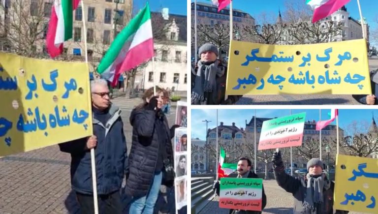 Malmö, Sweden—April 1, 2023: Freedom-loving Iranians and MEK supporters held a demonstration in solidarity with the nationwide Iran protests.