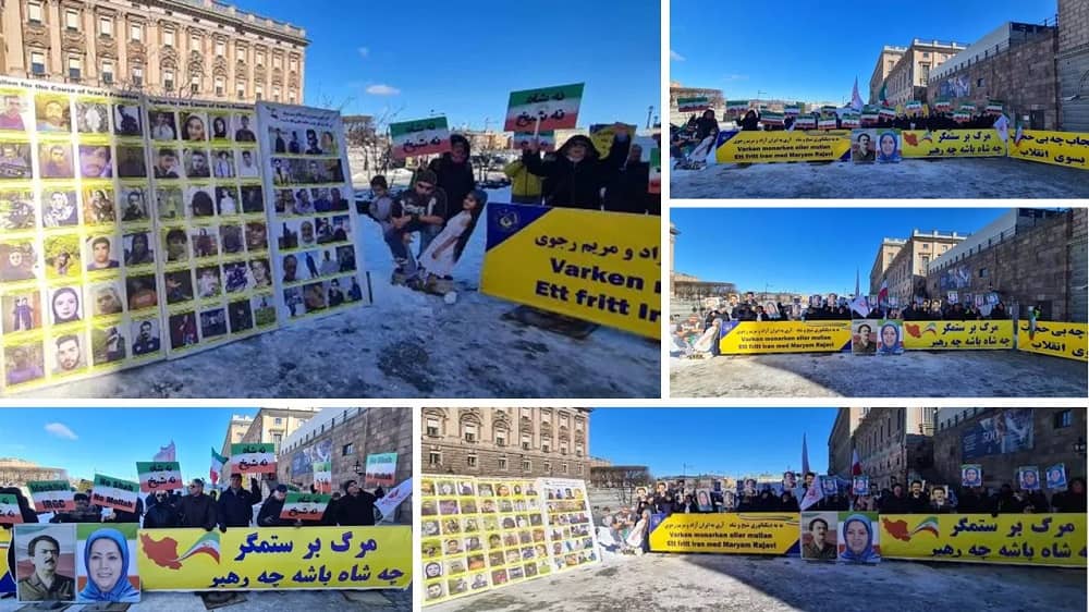 Stockholm, Sweden—April 1, 2023: MEK Supporters Rally to Support the Iran Revolution