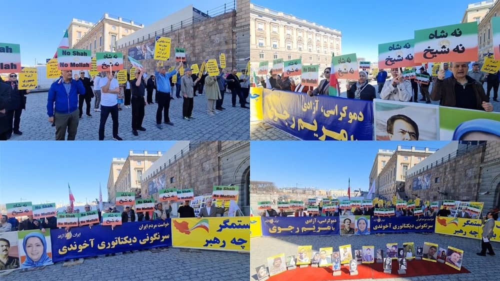 Stockholm, Sweden—April 22, 2023: Freedom-Loving Iranians and MEK Supporters Rally to Support the Iran Revolution.
