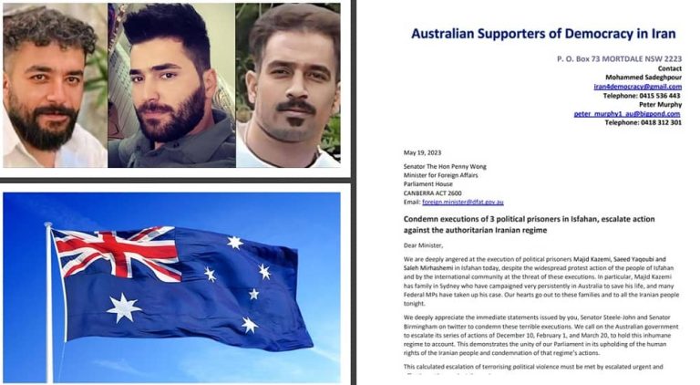 In a letter to the Australian Foreign Minister, the Australian Supporters of Democracy in Iran committee strongly condemned the execution of three young Iranian protesters by the mullahs' regime.