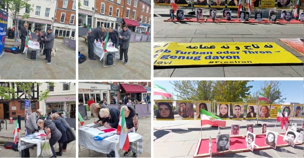 Berlin and Southampton—May 9, 2023:Freedom-Loving Iranians and MEK Supporters Held Exhibitions to Support the Iran Revolution.