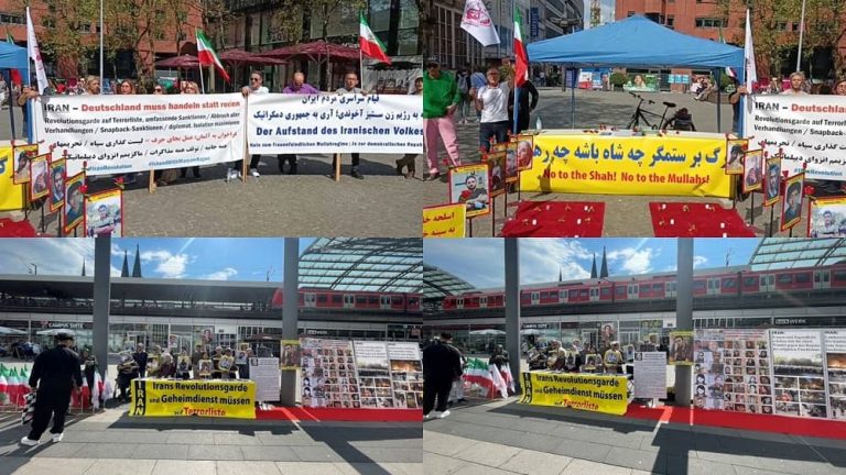 Bremen and Cologne—May 13, 2023: Supporters of the People's Mojahedin Organization of Iran (PMOI/MEK) and freedom-loving Iranians gathered to show their solidarity with the ongoing Iranian Revolution. They Also Condemned Recent Brutal Executions in Iran by the Mullahs' Regime.