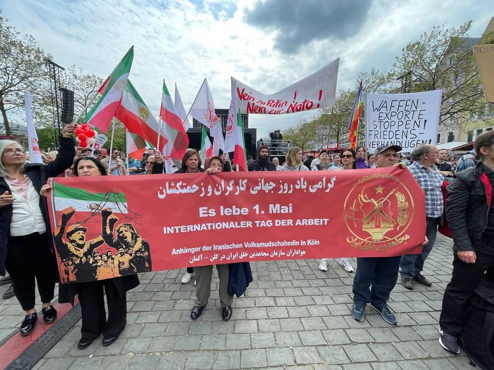 May 1, 2023: Freedom-loving Iranians, supporters of the People’s Mojahedin Organization of Iran (PMOI/MEK) in Cologne, Paris, Amsterdam, Aarhus, and Rome celebrated International Workers' Day, and expressed their solidarity with the Iranian workers' strike across the country.