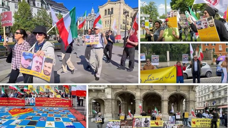 May 20, 2023: Supporters of the People’s Mojahedin Organization of Iran (PMOI/MEK) and freedom-loving Iranians held protest rallies in Oslo, Brussels, Rome, Amsterdam, and Vienna. They condemned the Execution of three protesters (Saleh Mirhashemi, Saeed Yaghoubi, and Majid Kazemi) in Isfahan by the mullahs’ regime. They also express their solidarity with the ongoing Iranian Revolution.