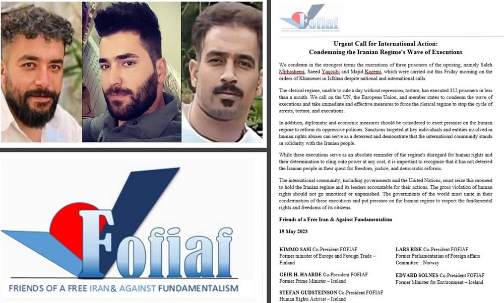 Friends of a Free Iran and Against Fundamentalism in Nordic Countries Strongly Condemn the Execution of Three Protesters in Iran