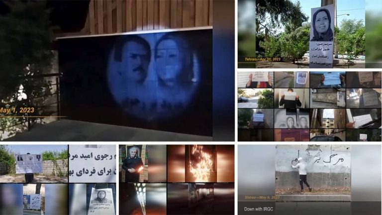 May 1-7, 2023: Throughout last week, MEK Resistance Units in Iran demonstrated their unwavering dedication in their ongoing campaign against the Iranian regime. One of their main activities is torching IRGC signs, regime icons in public places, and setting Images of Iranian regime’s leaders on fire.