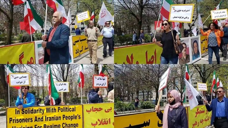 Toronto, Canada, May 6, 2023: Freedom-loving Iranians and supporters of the People’s Mojahedin Organization of Iran (PMOI/MEK) held a rally and expressed solidarity with the nationwide Iranian uprising against the mullahs' regime.