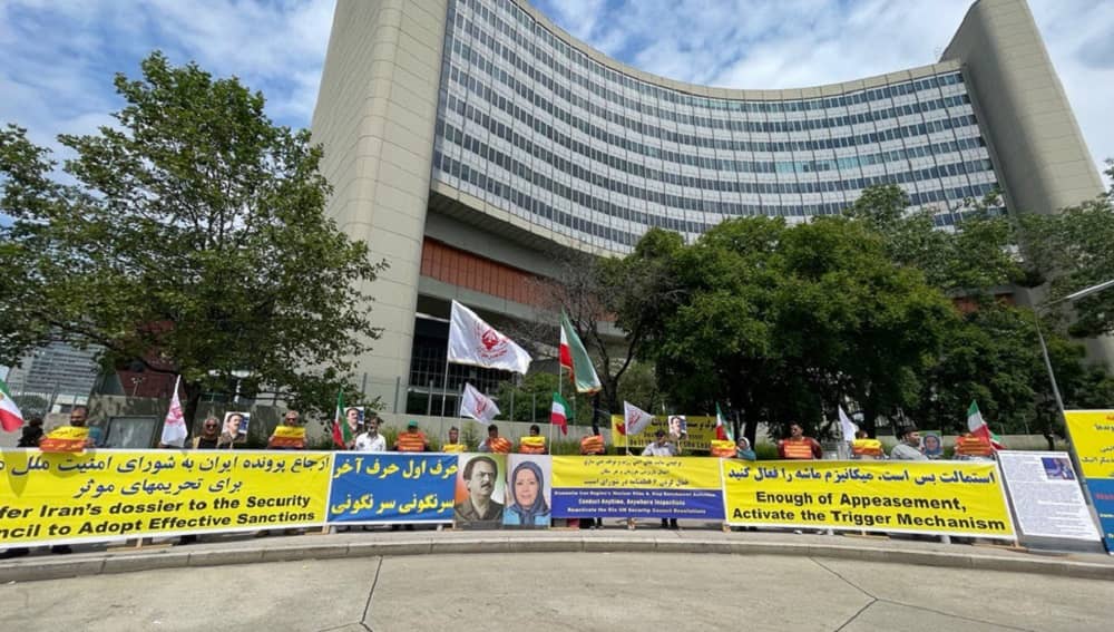 Vienna—June 6, 2023: MEK Supporters Rally at the Same Time as the Board of Governors Meeting, Against Appeasement Policy With the Mullahs' Regime