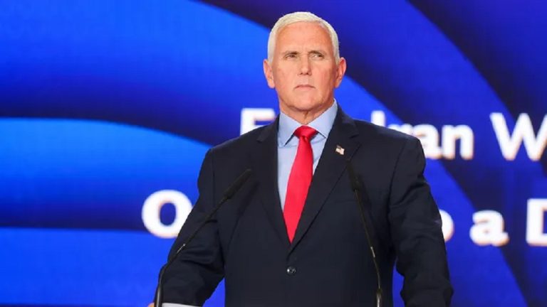 48th Vice President of the United States Mike Pence, addressed the first Day of The Free Iran World Summit on July 1, 2023.
