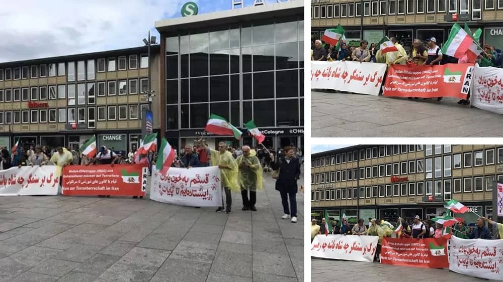 Cologne—July 29, 2023: MEK Supporters Held a Rally in Support of the Iran Revolution