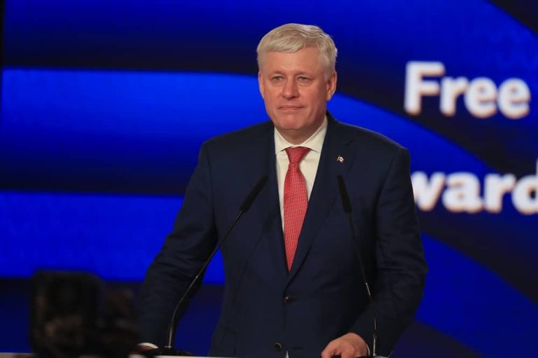 Former Canadian Prime Minister, Stephen Harper, addressed the first day of The Free Iran World Summit on July 1, 2023.