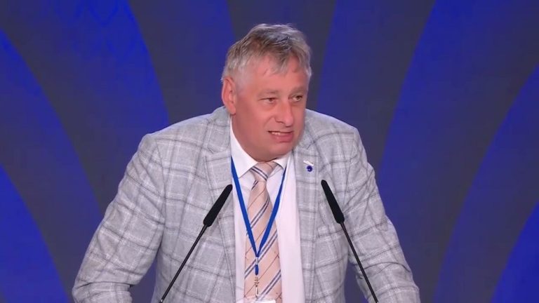 Helmut Geuking, MEP from Germany, addressed the first day of the Free Iran World Summit on July 1, 2023.