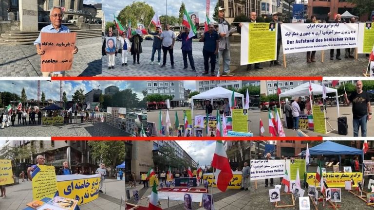 August 12, 2023: Freedom-loving Iranians and supporters of the People’s Mojahedin Organization of Iran (PMOI/MEK) held rallies in Cologne, Bremen, Hanover, and Kassel, and demanded the trial of Ali Khamenei (Supreme leader of the mullahs’ regime) and the mass murderer Ebrahim Raisi for crimes against humanity, in an international court. They expressed strong support for the MEK leadership.