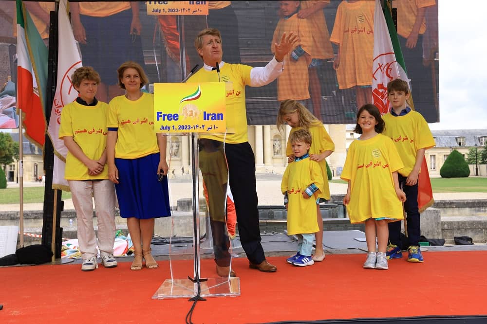 Patrick Kennedy and his family at the Free Iran rally in Paris - July 1, 2023