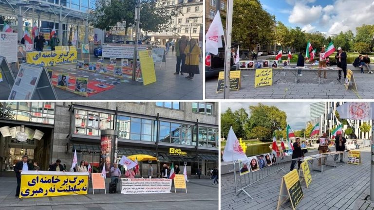 Germany—September 23, 2023: Freedom-loving Iranians and supporters of the People’s Mojahedin Organization of Iran (PMOI/MEK) held rallies in solidarity with the Iran Revolution in Stuttgart, Heidelberg and Düsseldorf.