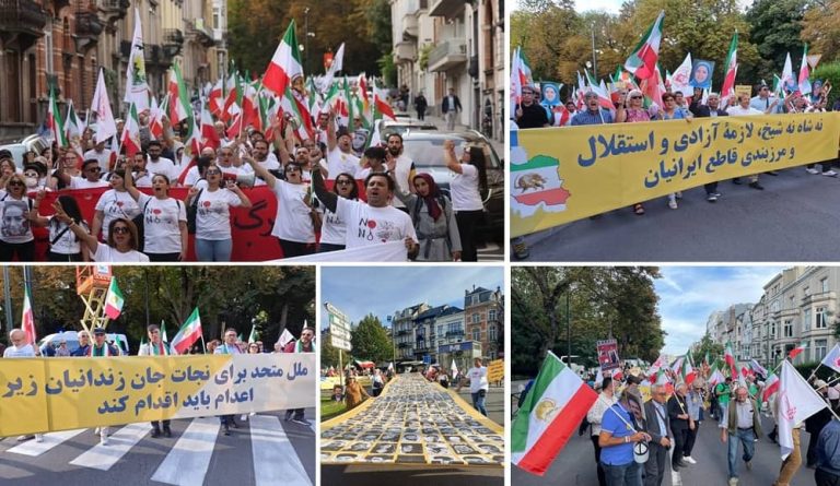 Brussels, September 15, 2023: In commemoration of the one-year anniversary of Iran's 2022 nationwide uprising against the authoritarian regime, Iranians and supporters of the Iranian Resistance gathered in a significant demonstration in the capital of Belgium. This event served as a tribute to the uprising, its fallen heroes, and all those passionately advocating for freedom throughout the country.