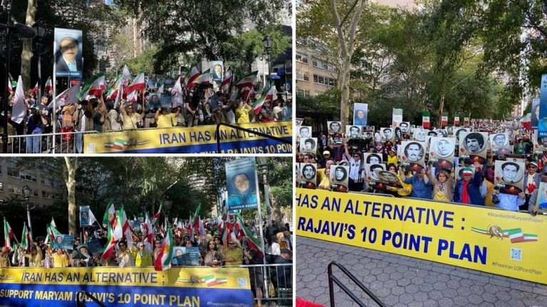 New York—September 19, 2023: On Tuesday, at a massive gathering, thousands of freedom-loving Iranians and supporters of the Iranian resistance convened to express their strong dissent against the presence of Ebrahim Raisi, the President of the Iranian regime, at the United Nations General Assembly.