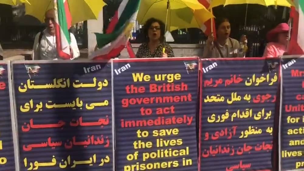 London—September 9, 2023: Protest Rally by MEK Supporters Urging UK and UN to Save the Lives of the Iranian Political Prisoners