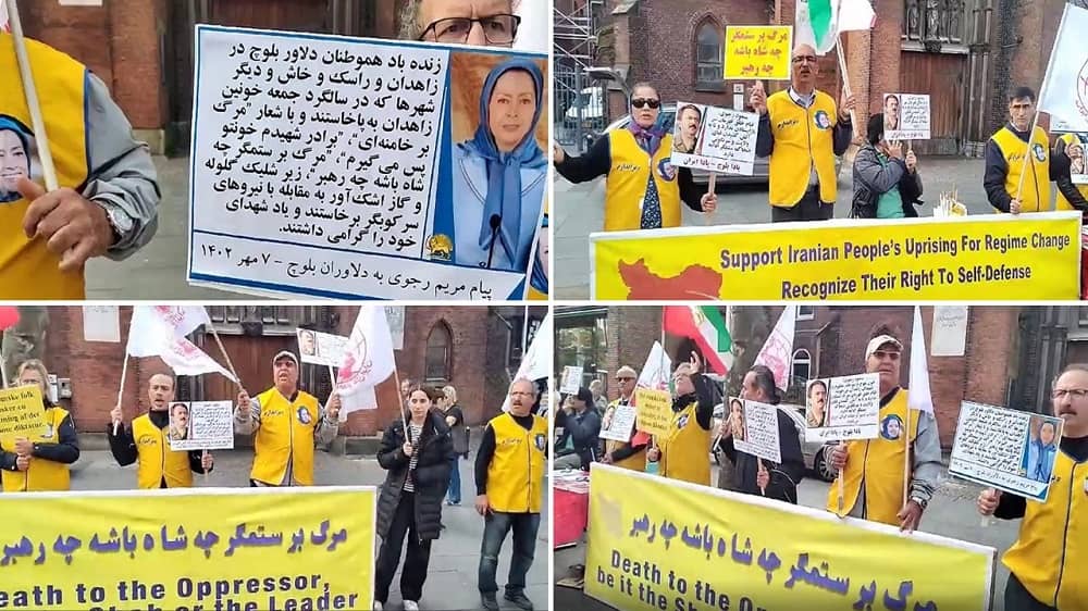 Aarhus, Denmark—September 30, 2023: MEK Supporters Rally in Commemoration of the Martyrs of Zahedan Bloody Friday article photo