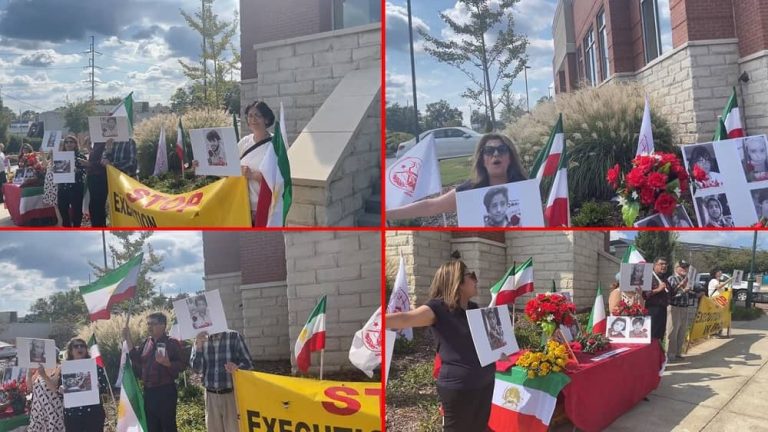 Atlanta, USA—September 30, 2023: Freedom-loving Iranians and supporters of the People’s Mojahedin Organization of Iran (PMOI/MEK) held a rally in commemoration of the martyrs of Zahedan Bloody Friday. They also expressed solidarity with the Iran Revolution.