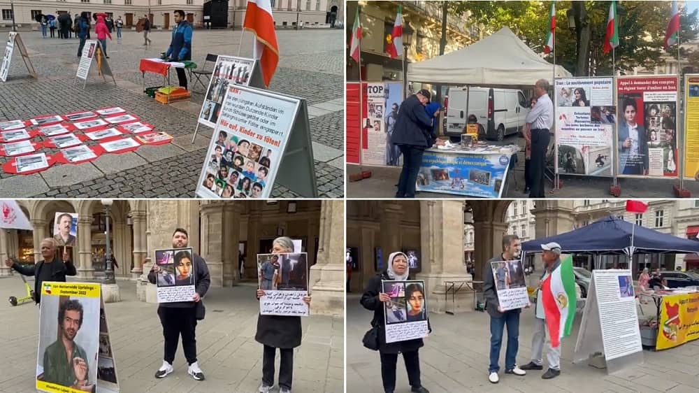 Berlin, Vienna and Paris—October 6-7, 2023: Freedom-loving Iranians and supporters of the People’s Mojahedin Organization of Iran (PMOI/MEK) held rallies and photo exhibitions in solidarity with the Iran Revolution.