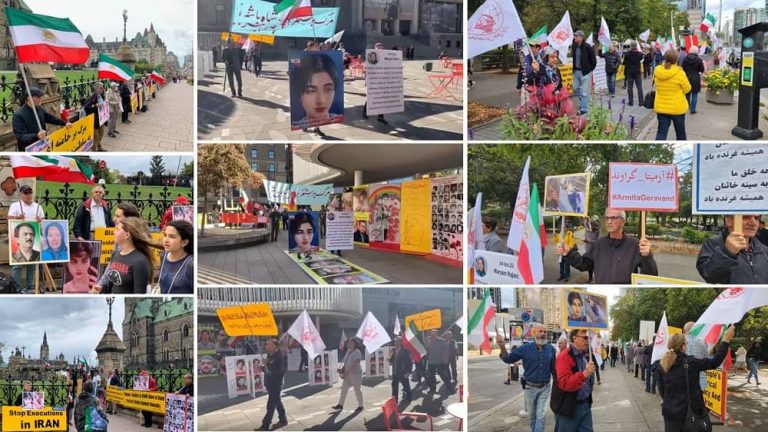 Canada—October 7, 2023: Freedom-loving Iranians and supporters of the People’s Mojahedin Organization of Iran (PMOI/MEK) held rallies in Ottawa, Toronto and Vancouver in solidarity with the Iran Revolution.