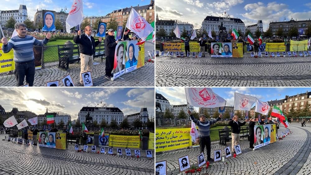 Copenhagen, Denmark—October 12, 2023: MEK Supporters Held an Exhibition in Support of the Iran Revolution