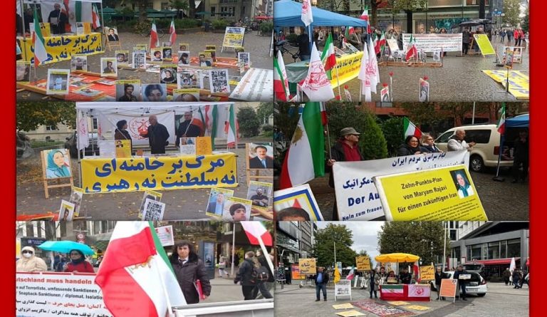 On Saturday, October 28, 2023, Iranian community supporters of the People's Mojahedin Organization of Iran (PMOI/MEK) held solidarity rallies in various cities across Germany, denouncing the crimes committed by the mullahs' regime and expressing support for the Iranian Revolution. These gatherings took place in Hamburg, Heidelberg, Bremen, Hanover, and Stuttgart.