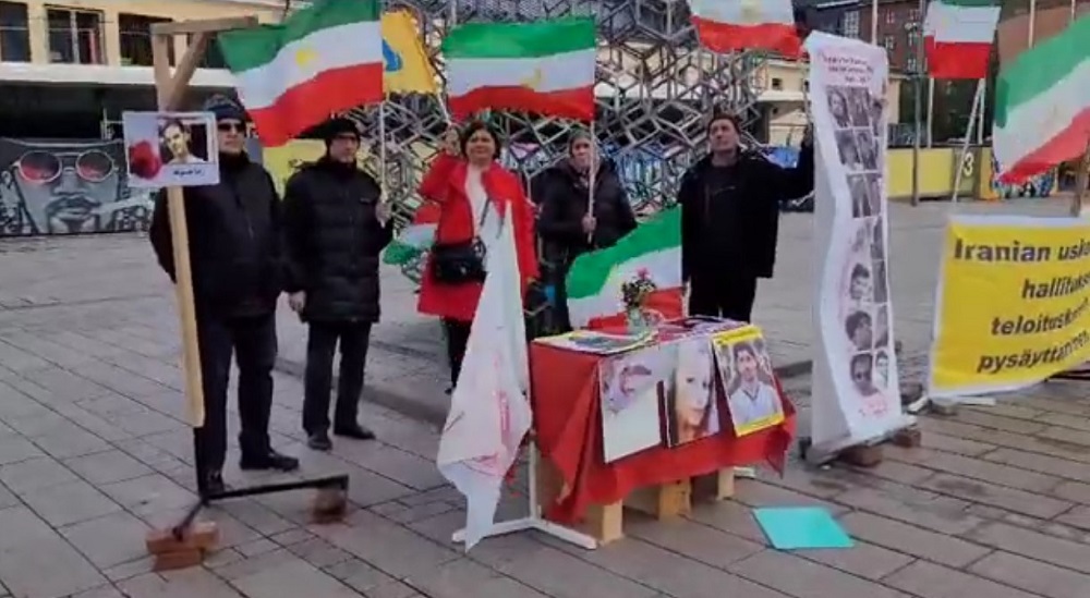 Helsinki, Finland—October 10, 2023: MEK Supporters Held a Rally On the World Day Against The Death Penalty