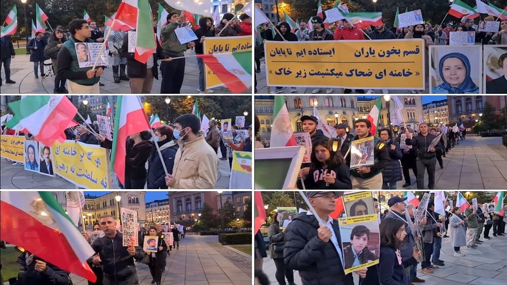 Oslo, Norway—September 30, 2023: Freedom-loving Iranians and supporters of the People’s Mojahedin Organization of Iran (PMOI/MEK) held a rally in commemoration of the martyrs of Zahedan Bloody Friday. They also expressed solidarity with the Iran Revolution.