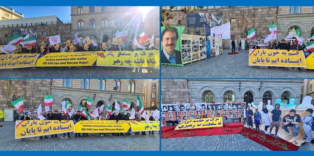 Stockholm, Sweden—October 14, 2023: MEK Supporters Held a Rally in Support of the Iran Revolution