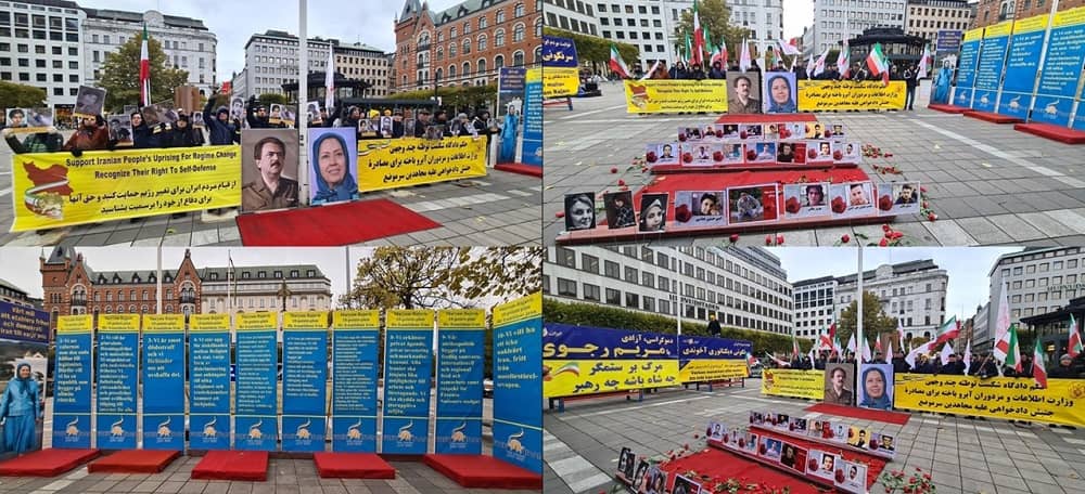 Stockholm, Sweden—October 28, 2023: MEK Supporters Held a Rally in Support of the Iran Revolution