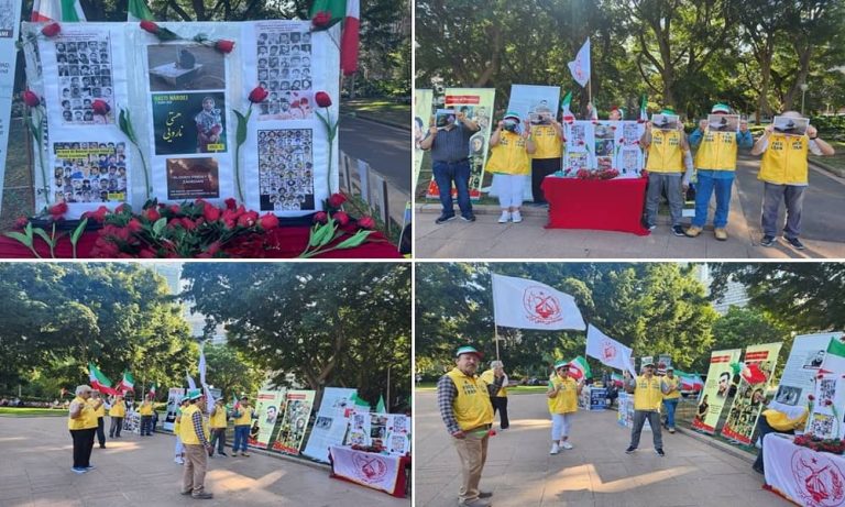 Sydney, Australia—September 30, 2023: Freedom-loving Iranians and supporters of the People’s Mojahedin Organization of Iran (PMOI/MEK) held a rally in commemoration of the martyrs of Zahedan Bloody Friday. They also expressed solidarity with the Iran Revolution.