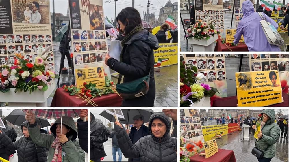 Amsterdam, The Netherlands—November 4, 2023: MEK Supporters Held a Rally and Exhibition in Support of the Iran Revolution