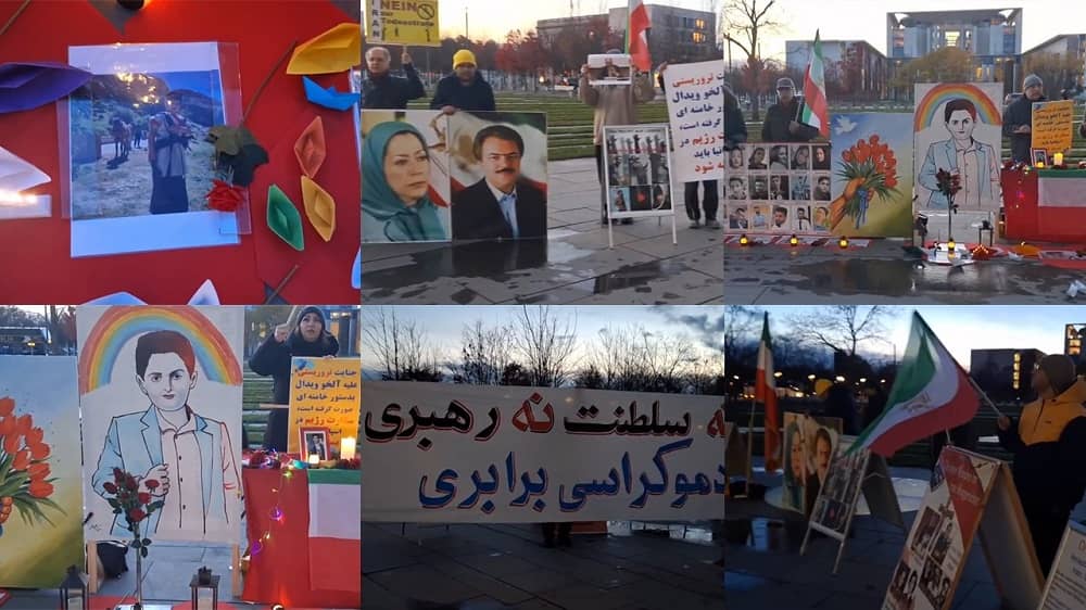 Berlin, Germany—November 16, 2023: MEK Supporters Held a Rally and Exhibition in Solidarity With the Iran Revolution