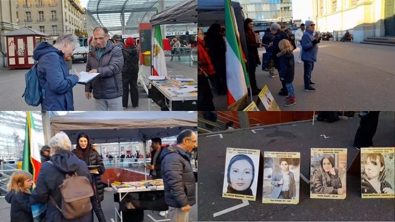Bern, Switzerland — November 23, 2023: MEK Supporters Held an Exhibition in Solidarity With the Iran Revolution