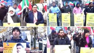 Brussels, Belgium—November 25, 2023: Freedom-loving Iranians and supporters of the People’s Mojahedin Organization of Iran (PMOI/MEK) organized a rally and exhibition in front of the Dutch Foreign Ministry in solidarity with the Iranian Revolution.