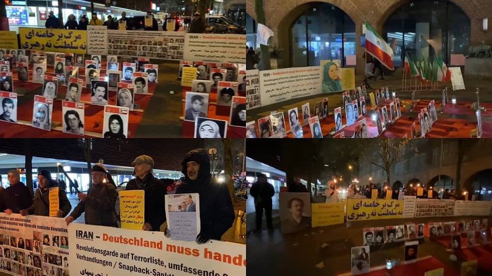 Hamburg, Germany — November 18, 2023: MEK Supporters Rally in Solidarity With the Iran Revolution, Commemorating Iran's November 2019 Uprising