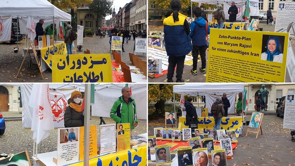 Heidelberg, Germany—November 4, 2023: MEK Supporters Held an Exhibition in Solidarity With the Iran Revolution