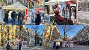 Paris, France—November 28, 2023: Freedom-loving Iranians and supporters of the People’s Mojahedin Organization of Iran (PMOI/MEK) held a photo exhibition in solidarity with the Iranian Revolution and commemorated the martyrs of the nationwide uprising of the Iranian people.