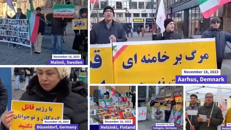 November 18, 2023: Freedom-loving Iranians and supporters of the People’s Mojahedin Organization of Iran (PMOI/MEK) organized rallies and exhibitions in solidarity with the Iranian Revolution in European cities including, Cologne, Malmö, Aarhus, Düsseldorf, Heidelberg, and Helsinki.
