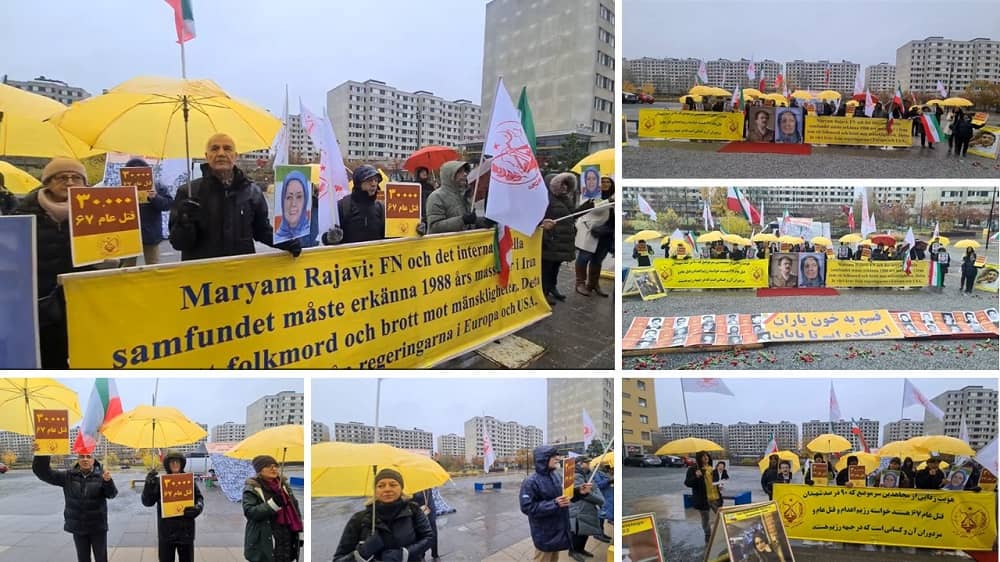 Stockholm, Sweden: MEK Supporters Hold Rally Seeking Justice for the Martyrs of the 1988 Massacre in Front of the Final Court of Appeal Session – November 8, 2023