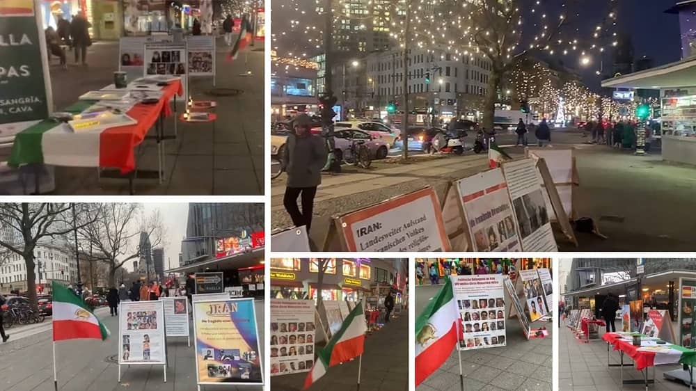Berlin—December 18, 2023: MEK Supporters Held an Exhibition in Solidarity With the Iran Revolution