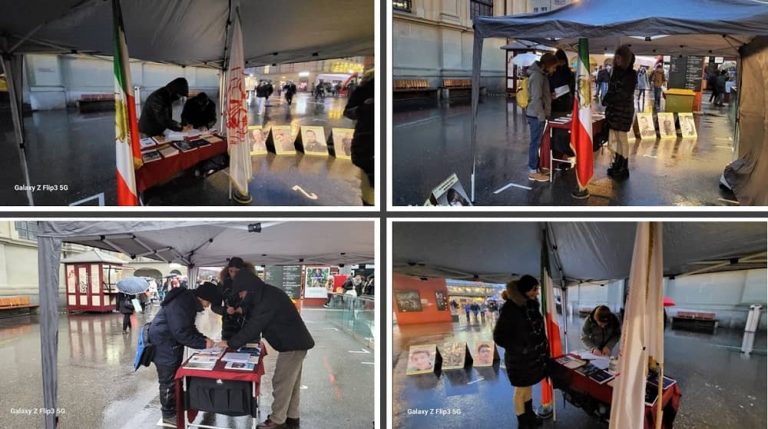 Bern, Switzerland — December 2, 2023: Freedom-loving Iranians and supporters of the People’s Mojahedin Organization of Iran (PMOI/MEK) organized a photo exhibition in solidarity with the Iranian Revolution. This exhibition served as a tribute to the martyrs of the nationwide Iranian uprising. They also condemned the wave of brutal executions in Iran.