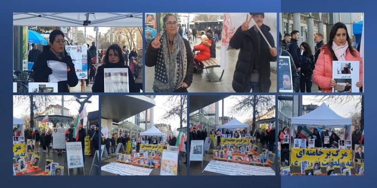 Heidelberg, Germany—December 9, 2023: Freedom-loving Iranians and supporters of the People’s Mojahedin Organization of Iran (PMOI/MEK) organized a rally on the occasion of Human Rights Day to support the Iranian Revolution. Additionally, they condemned the wave of brutal executions in Iran.