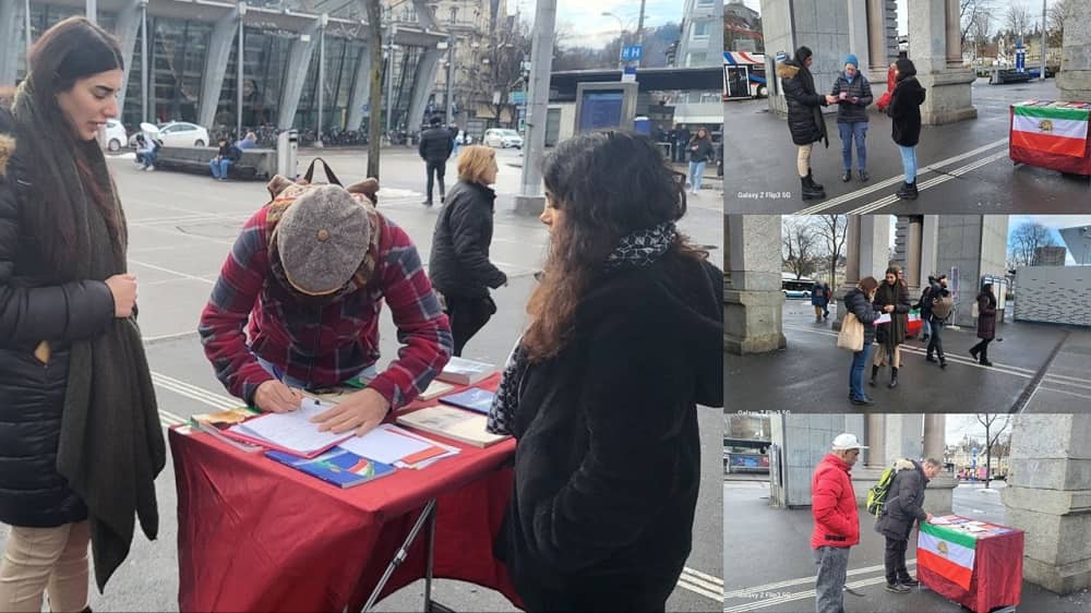 Lucerne, Switzerland— December 6, 2023: MEK Supporters Held an Exhibition in Solidarity With the Iran Revolution