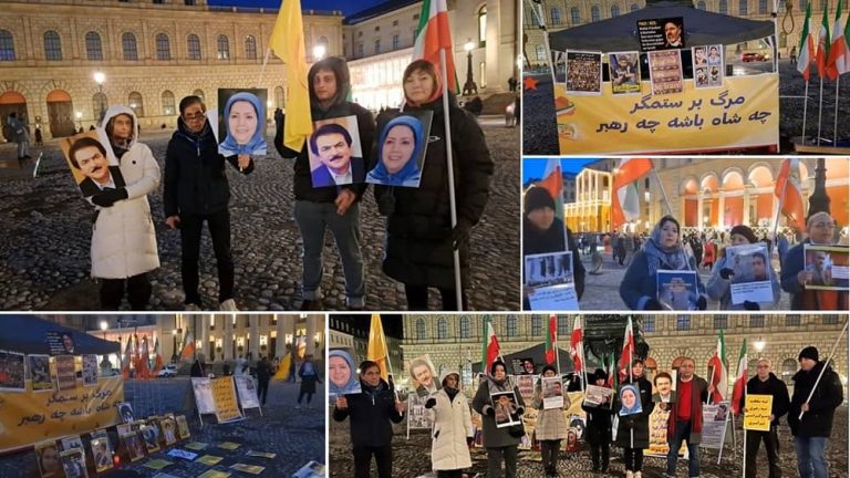 Munich, Germany—December 9, 2023: Freedom-loving Iranians and supporters of the People’s Mojahedin Organization of Iran (PMOI/MEK) organized a rally on the occasion of Human Rights Day to support the Iranian Revolution. Additionally, they condemned the wave of brutal executions in Iran.