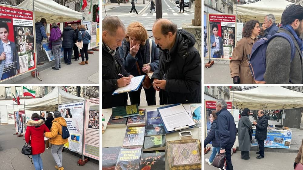 Paris—December 15, 2023: MEK Supporters Held an Exhibition, in Solidarity With the Iran Revolution