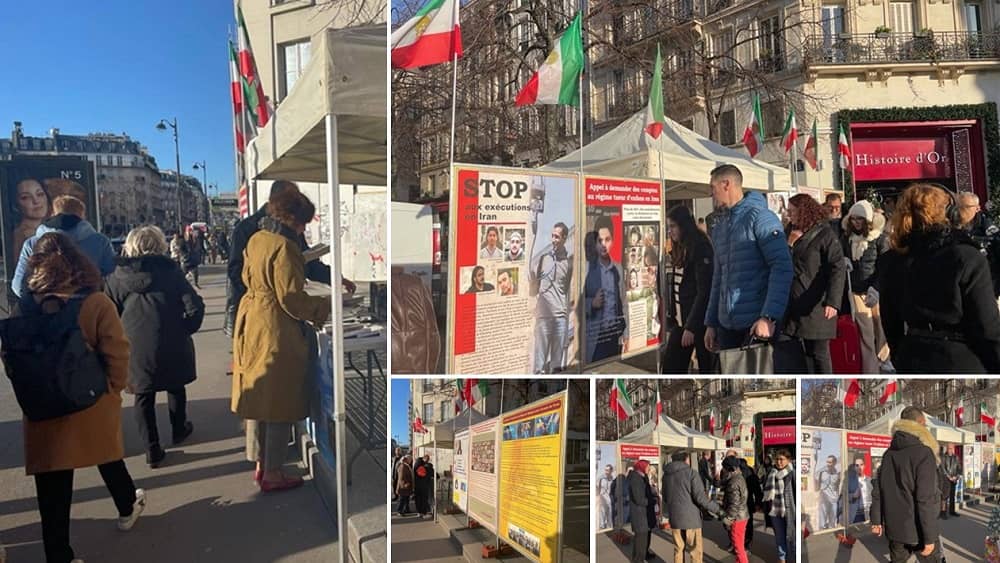 Paris—December 16, 2023: MEK Supporters Held an Exhibition, in Solidarity With the Iran Revolution