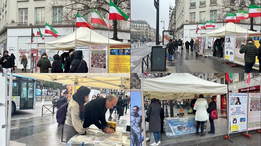 Paris—December 20, 2023: MEK Supporters Held an Exhibition, in Solidarity With the Iran Revolution